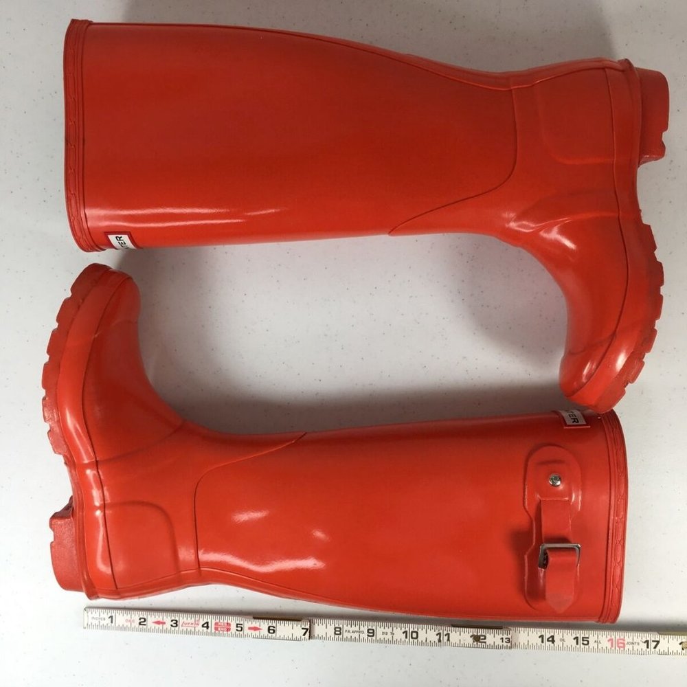 Hunter Women 5 F Boot Original Gloss Rain Snow Orange Tall Rubber Waterproof